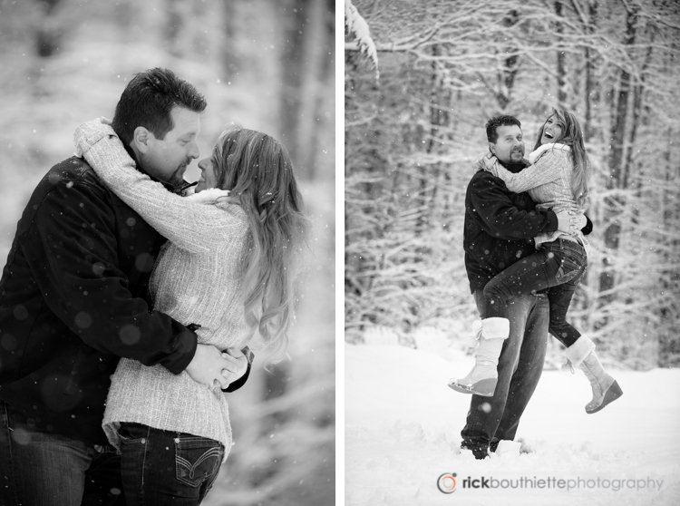 couple kissing in snow