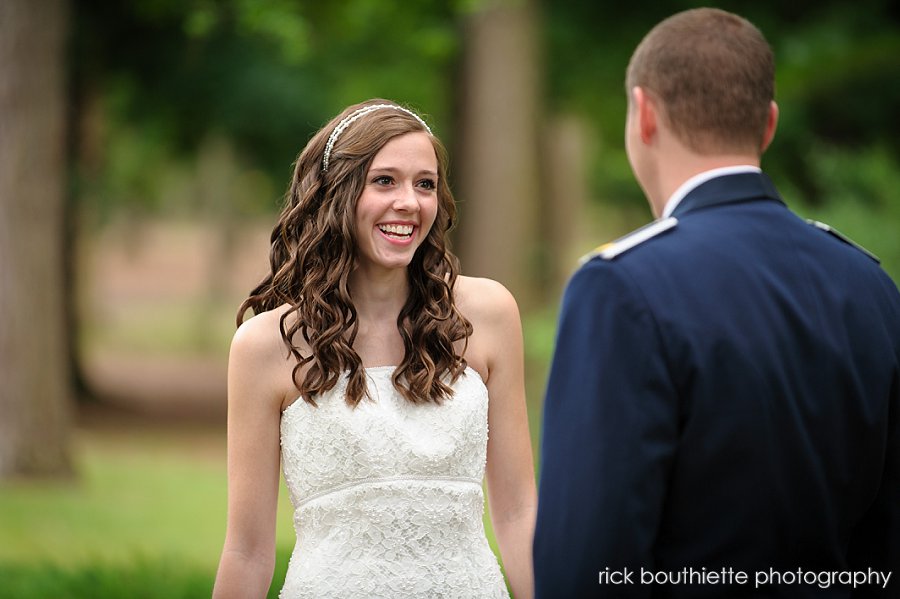 Bride smiles at her groom