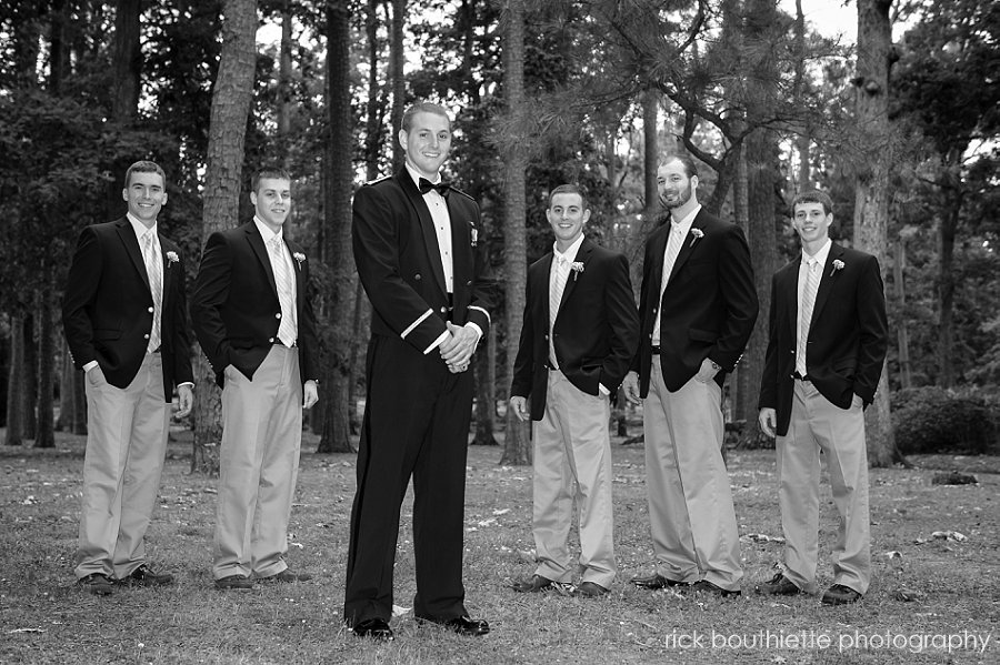 Groom and groomsmen in park