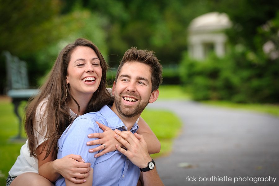 couple during engagement photos in pretty park, Manchester, NH