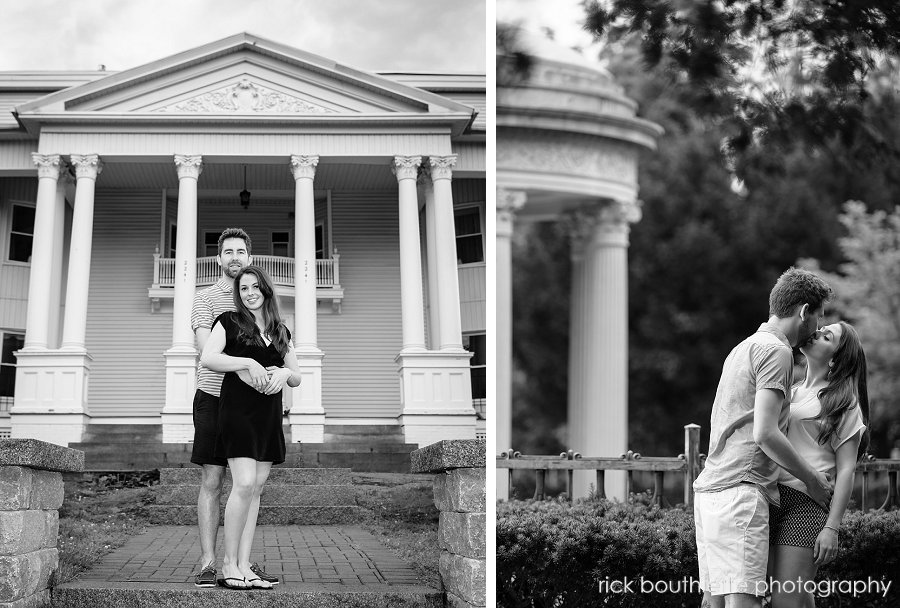 couple during engagement photos in pretty park, Manchester, NH