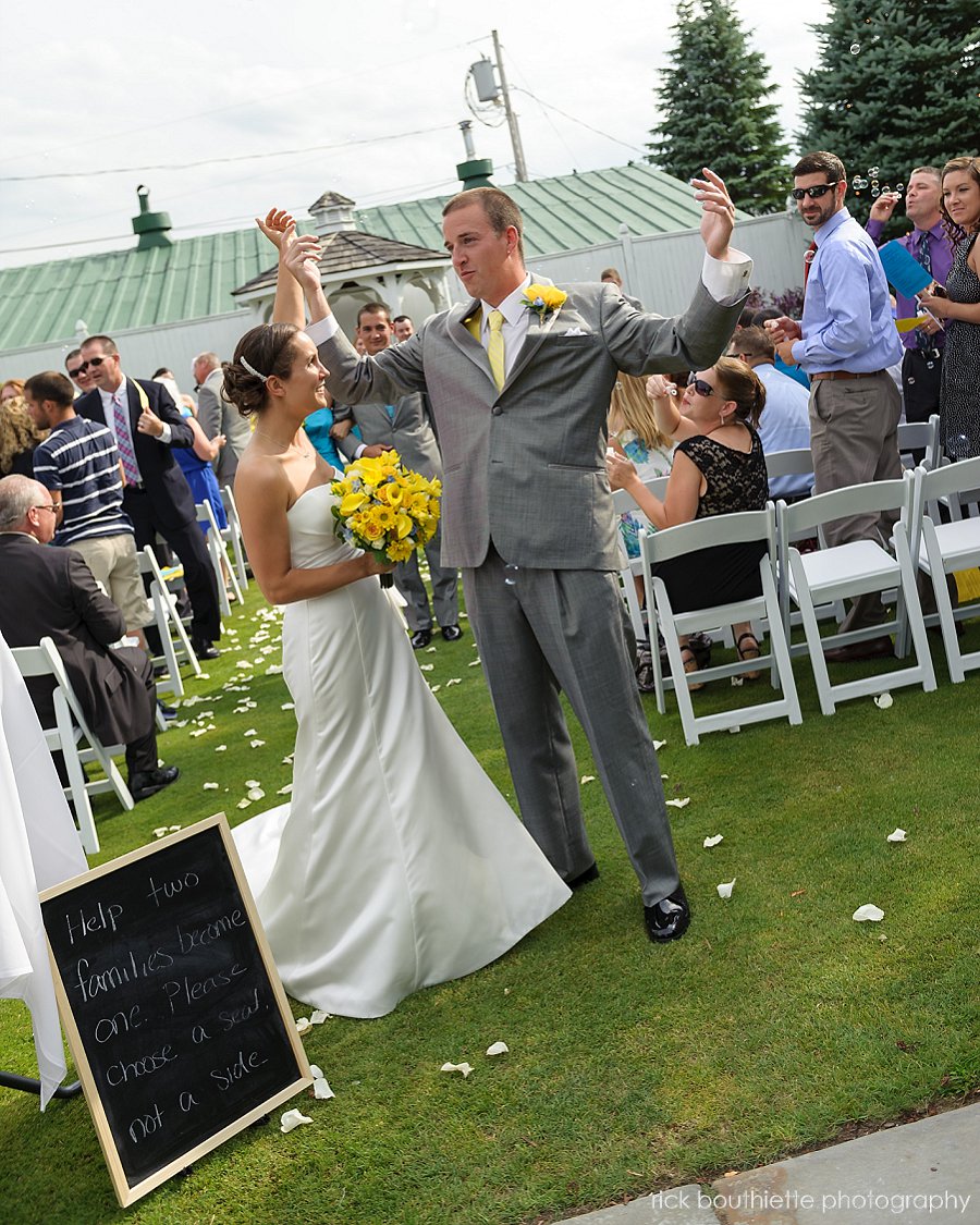 bride and groom at wedding ceremony at candia woods