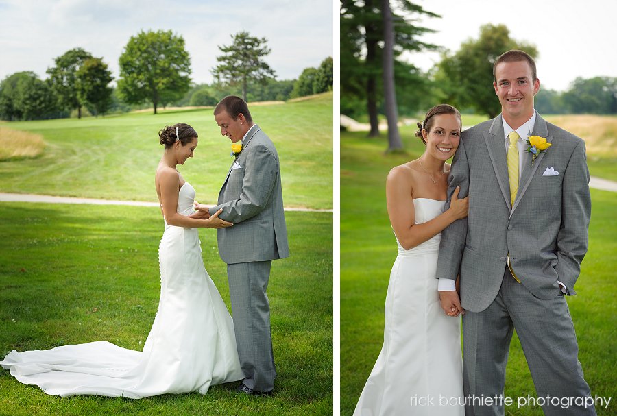 bride and groom during first look