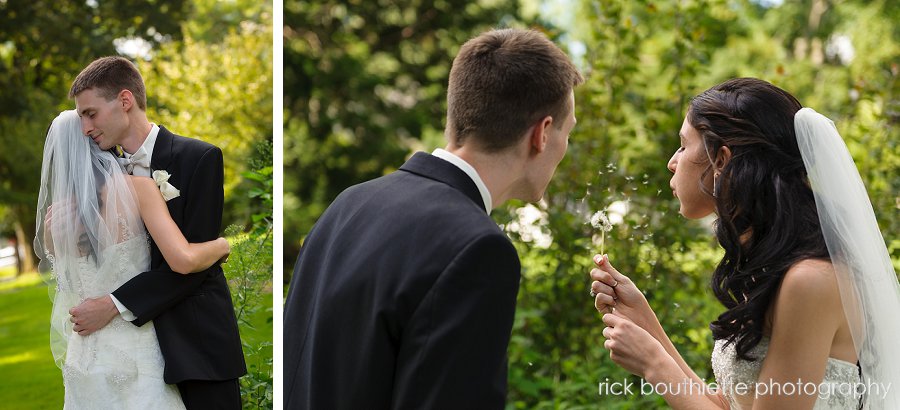 bride & groom at pretty park, manchester, nh