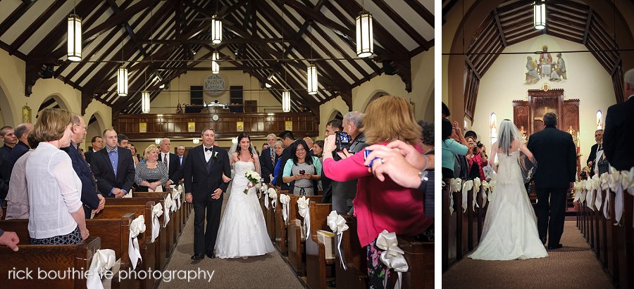 bride and her father at Blessed Sacrament Church wedding, Manchester, NH