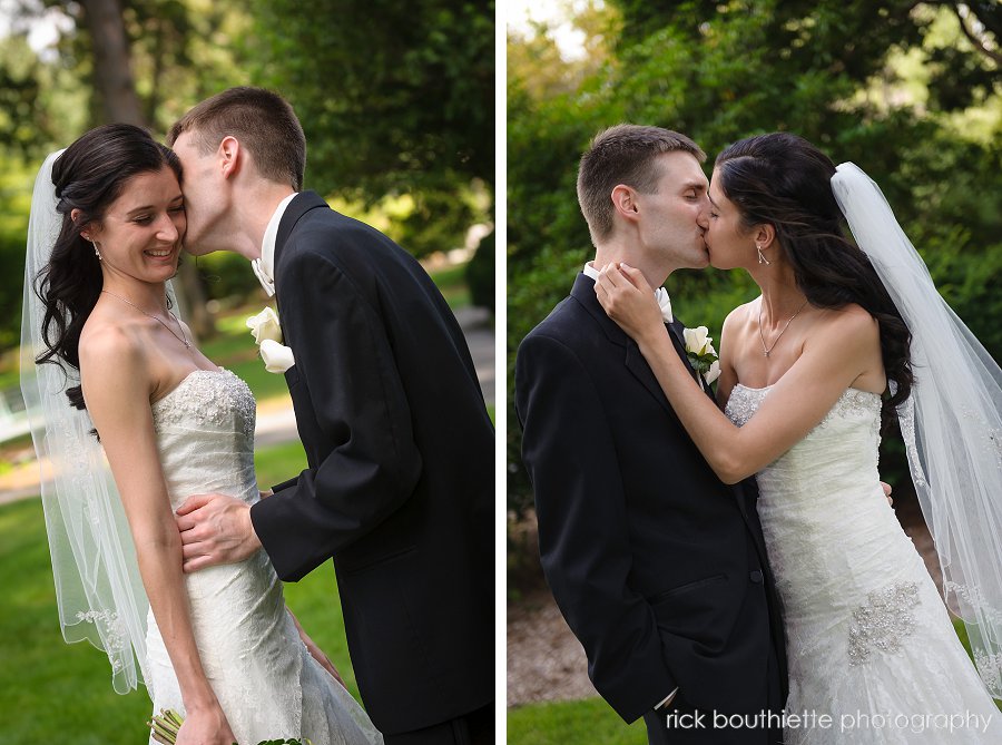 bride and groom in pretty park, Manchester, NH