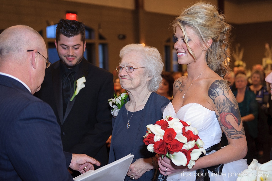 Bride, groom and grandmother at LaBelle Winery wedding ceremony