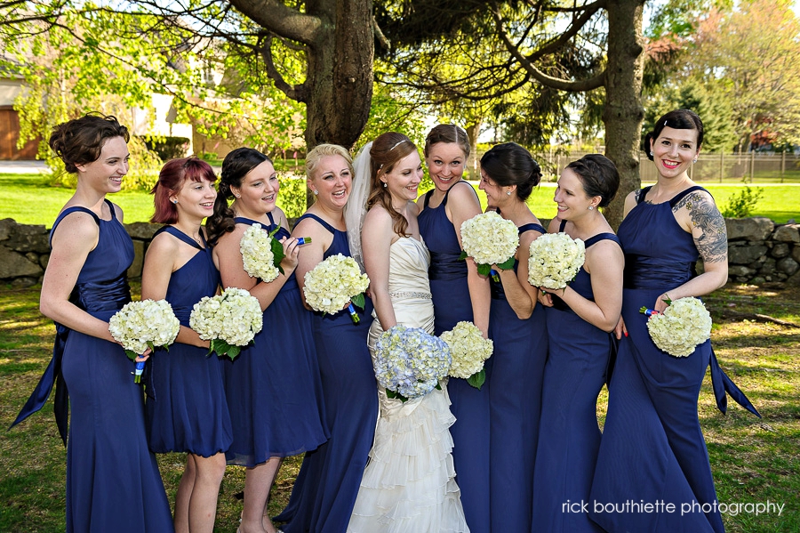 bride and her bridesmaids, st andrews by the sea, rye, nh