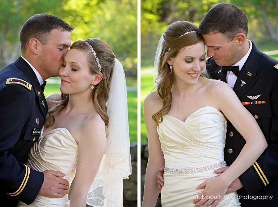 bride and groom share a private moment after wedding ceremony