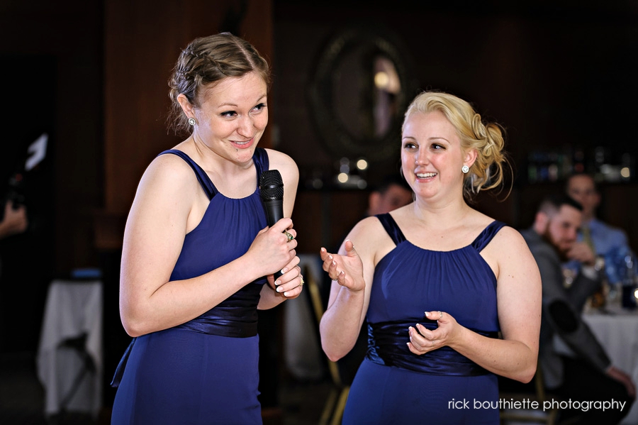 bridesmaids toast the couple at ashworth by the sea, hampton, nh