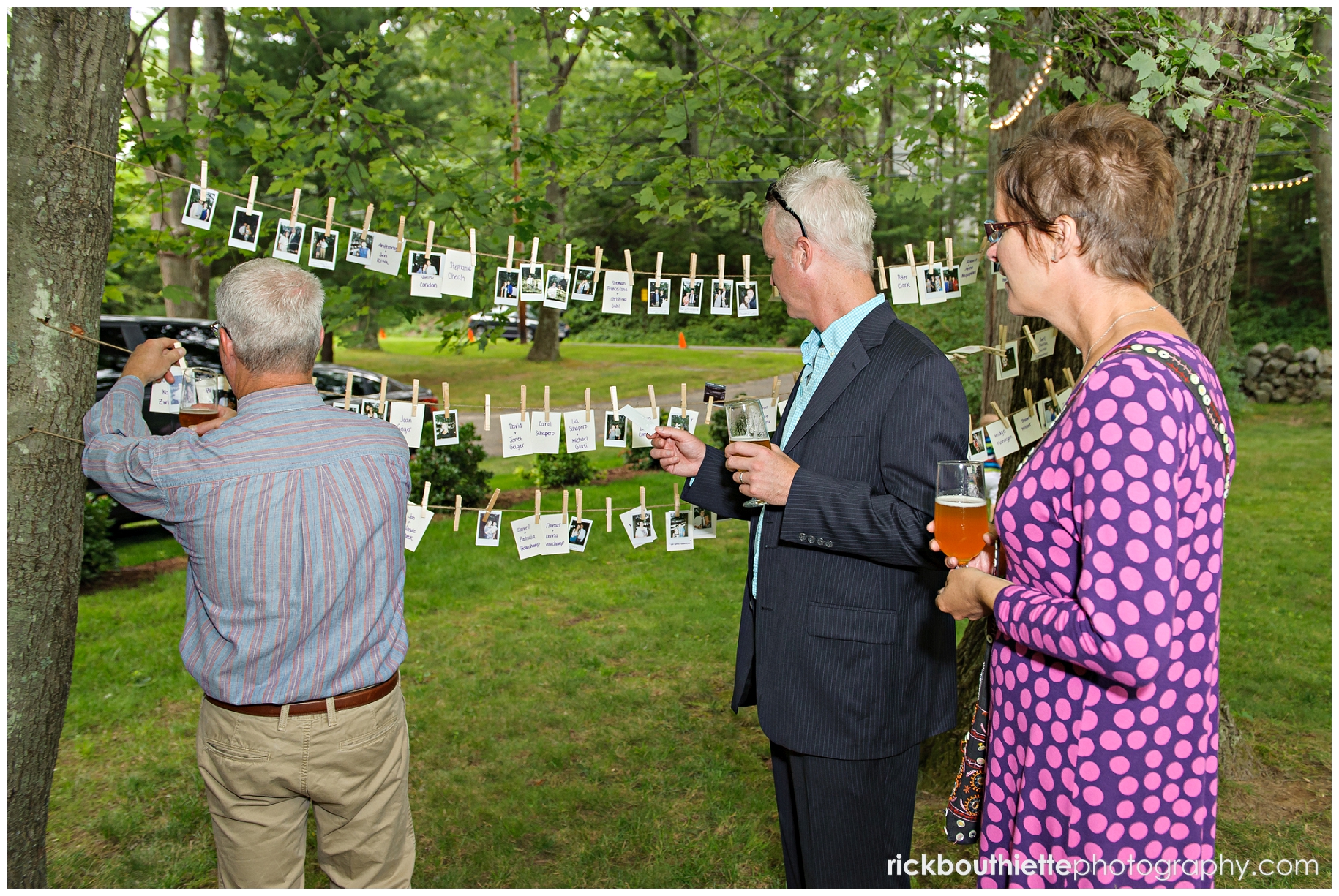 guests at rustic back yard wedding reception