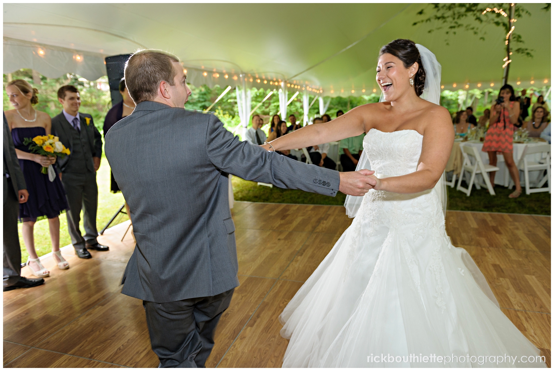 bride & groom dancing at wedding reception