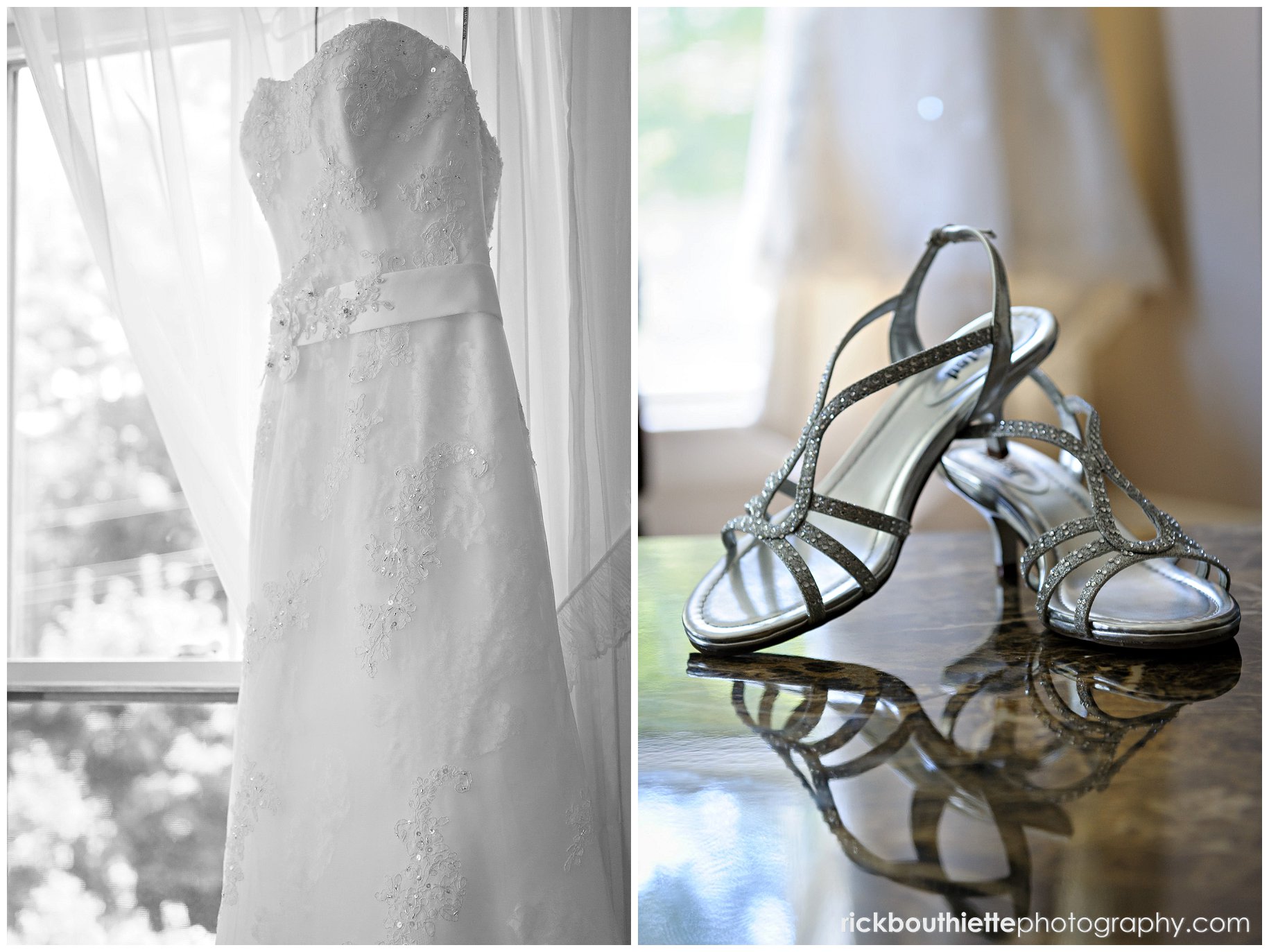 wedding dress and shoes