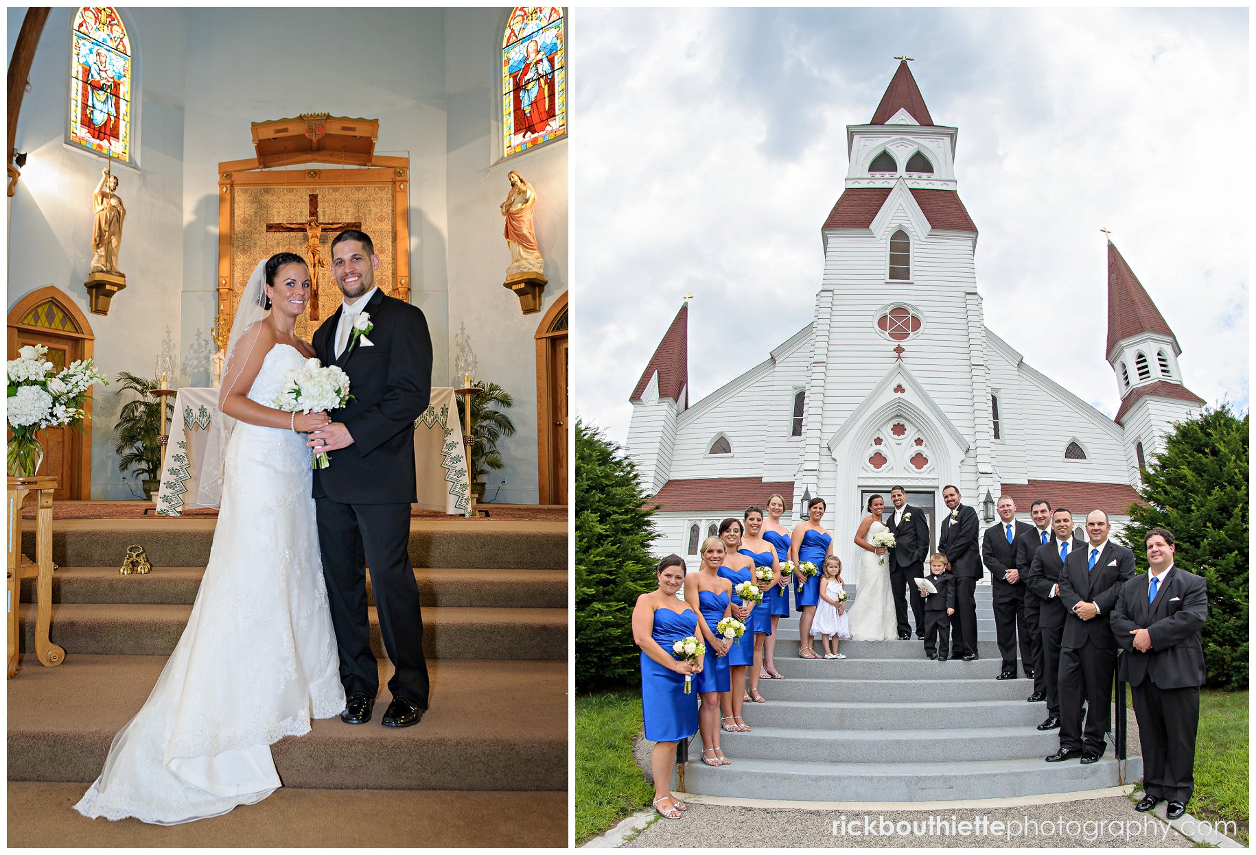 bridal party on steps of church