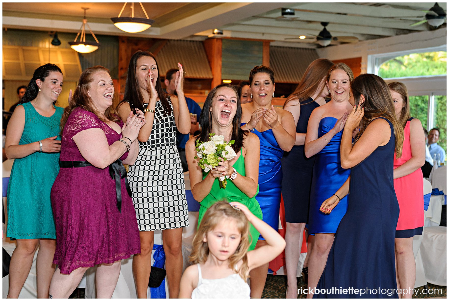 catching the bouquet at Candia Woods