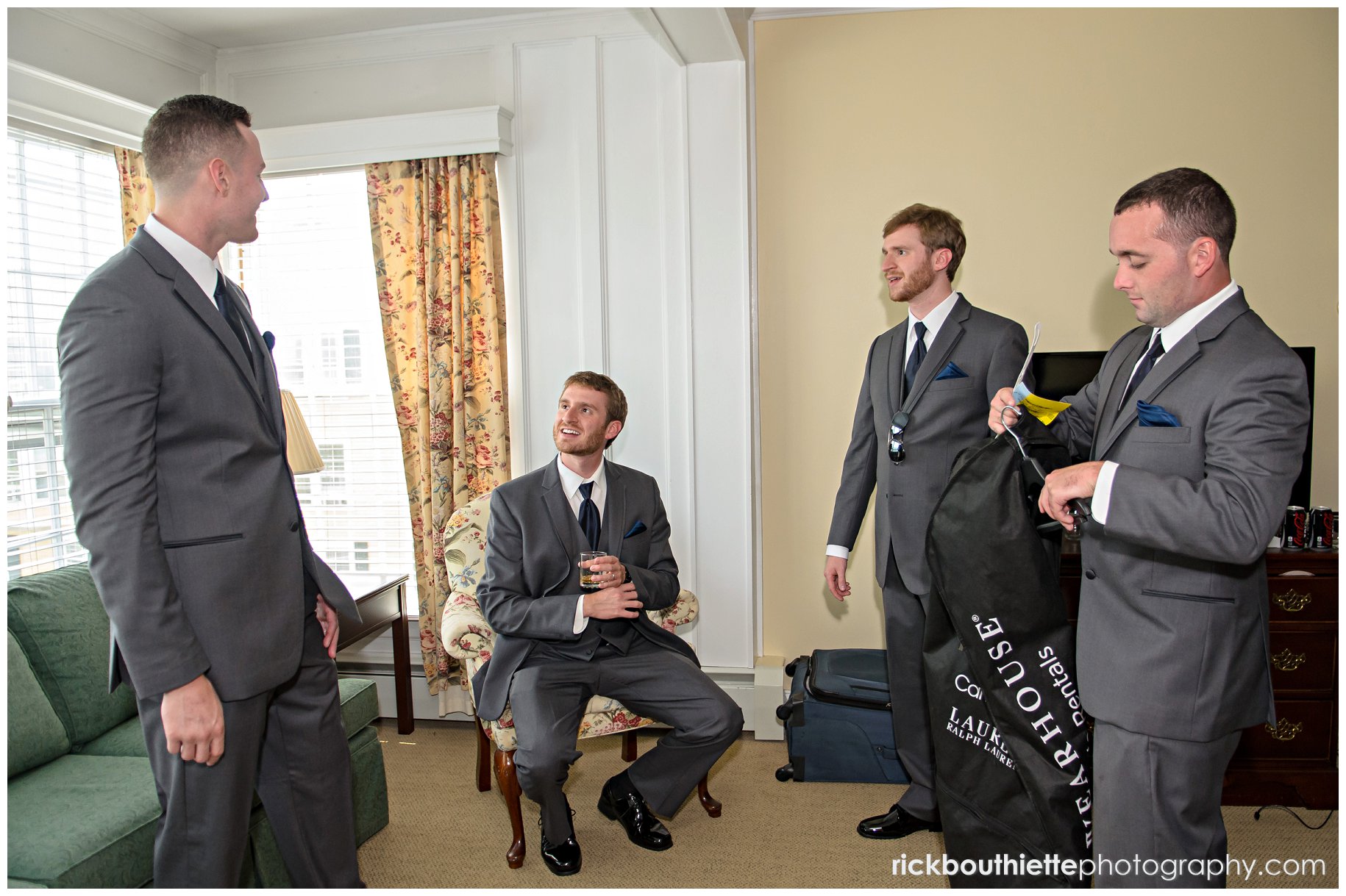 groomsmen getting ready for mountain view grand resort wedding