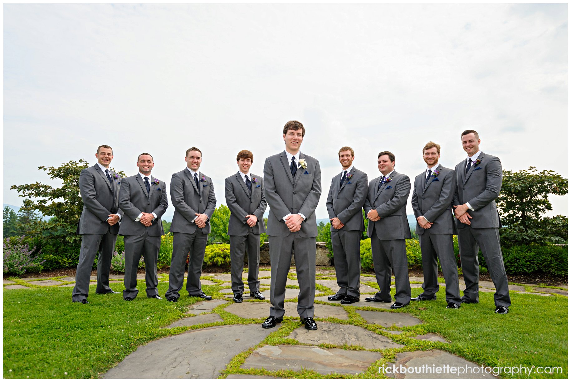 groom and his groomsmen on the overlook at the Mountain View Grand Resort