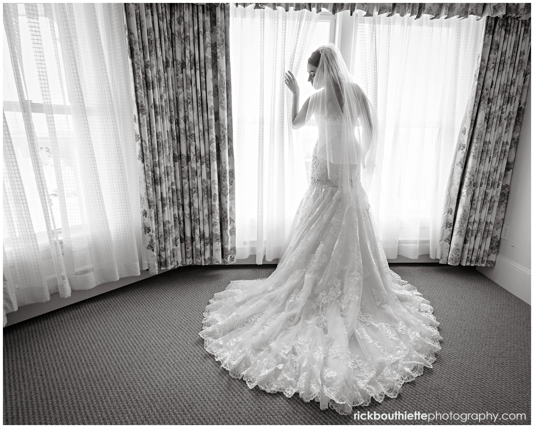 elegant bride in partial sillouette