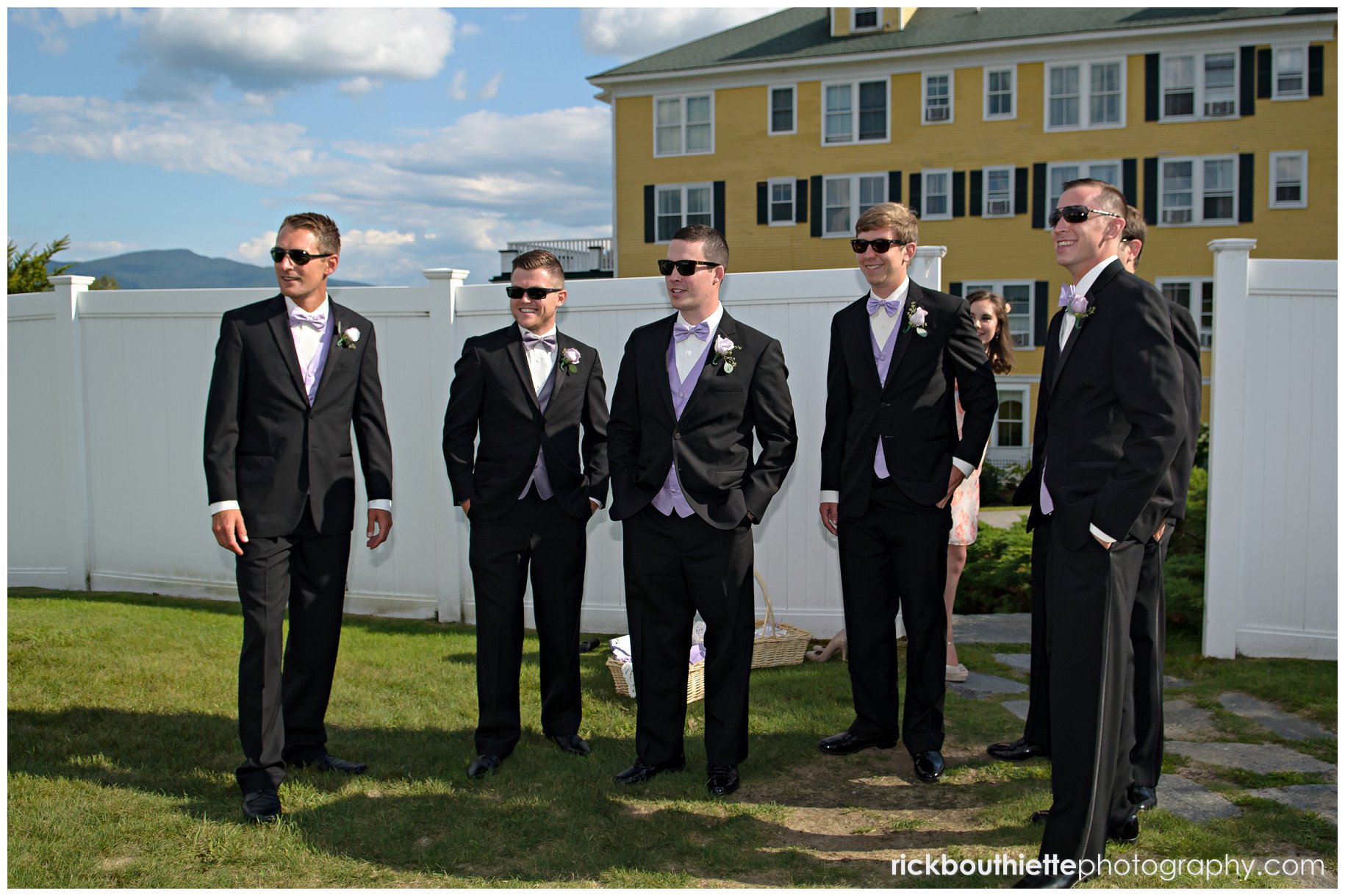 groomsmen prepare for wedding ceremony