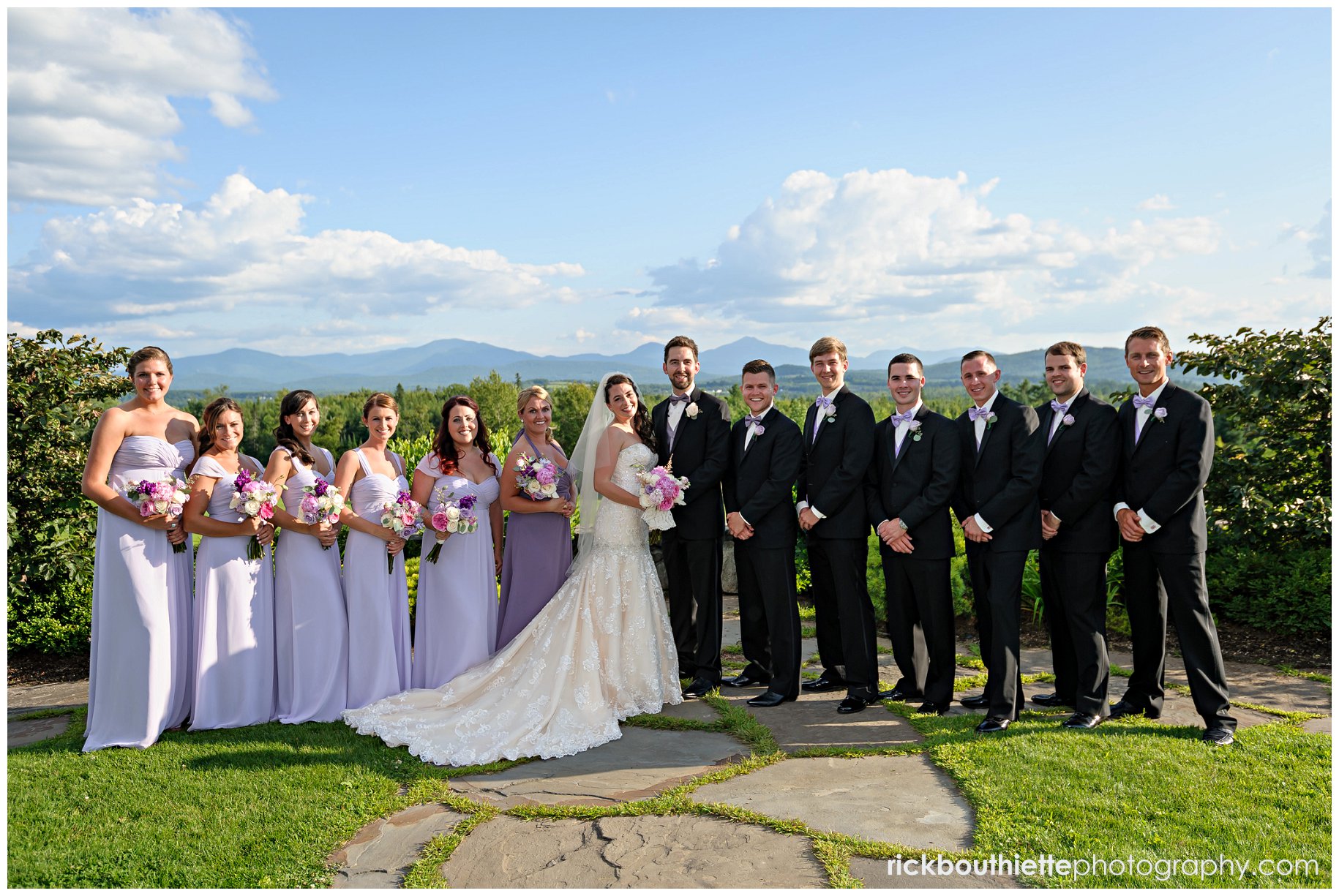 wedding party on the front terrace at Mountain View Grand