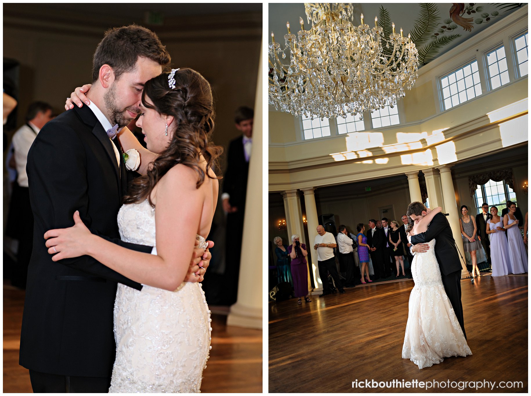Bride and groom enjoy their first dance in the Crystal Ballroom