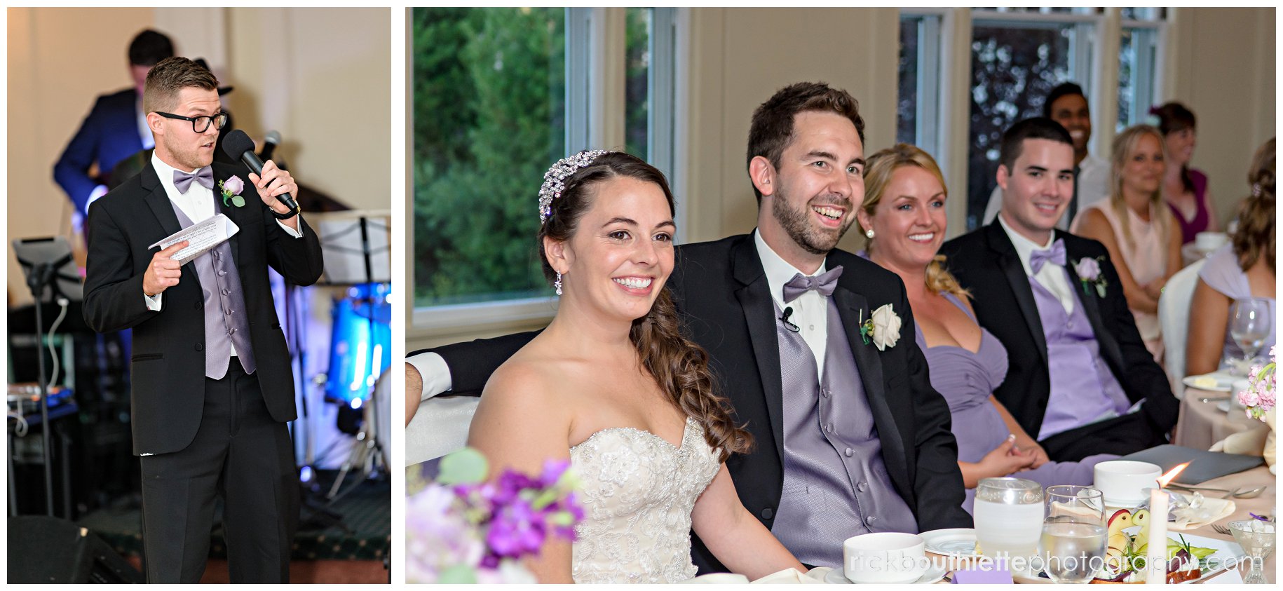 bride and groom during toast