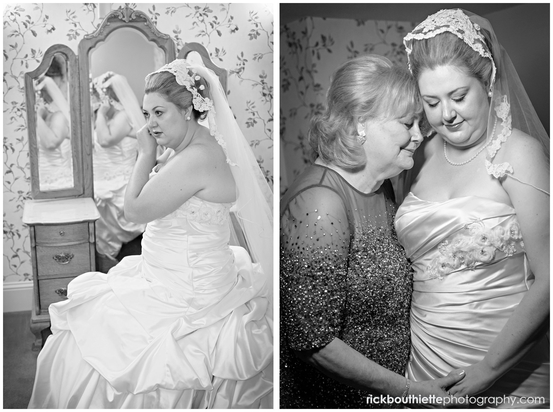 bride and mother have a private moment