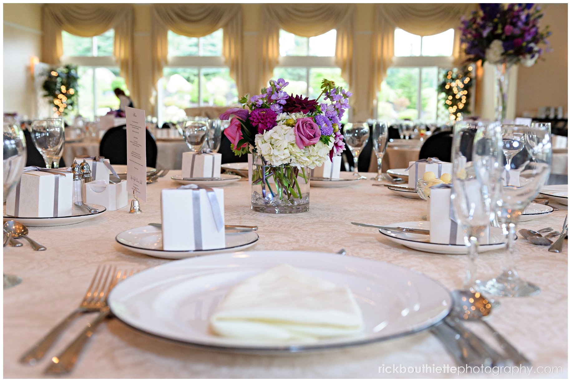 table details with flowers by Harrington Flowers