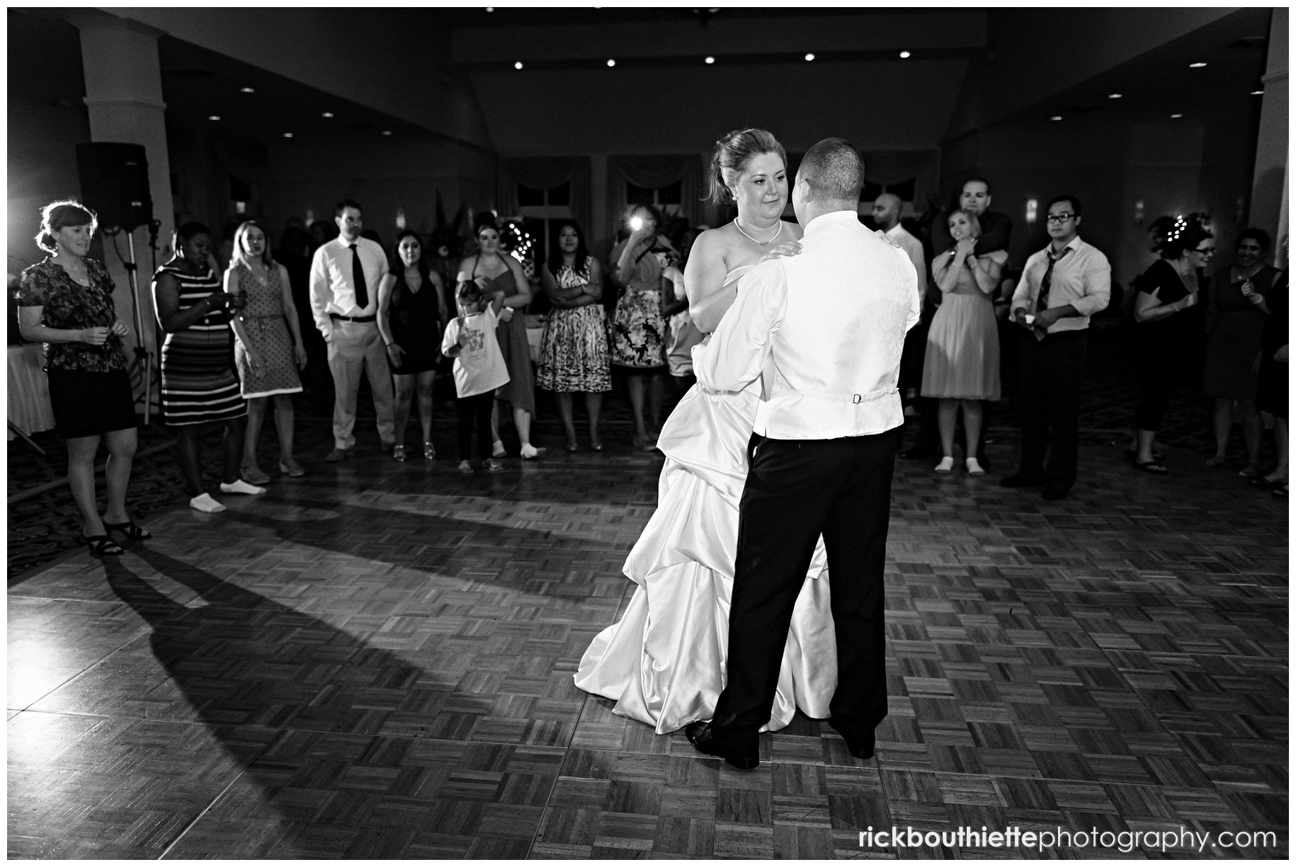 bride & groom last dance bride & groom first dance at Atkinson Country Club, black & white