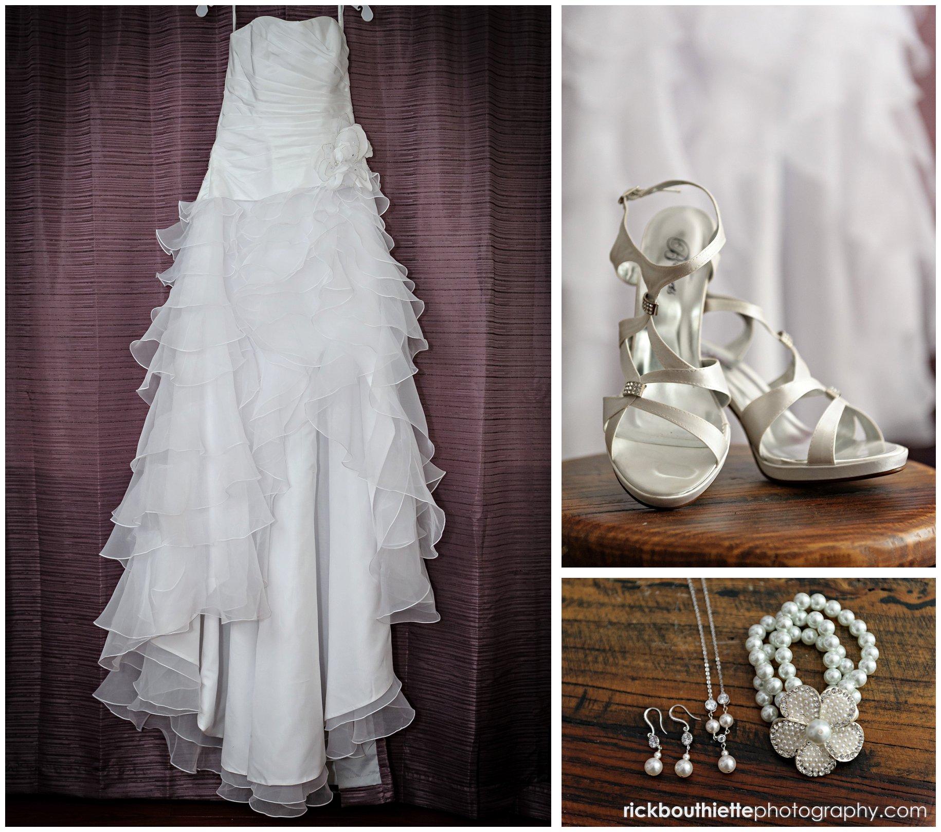 the bride's dress and accessories