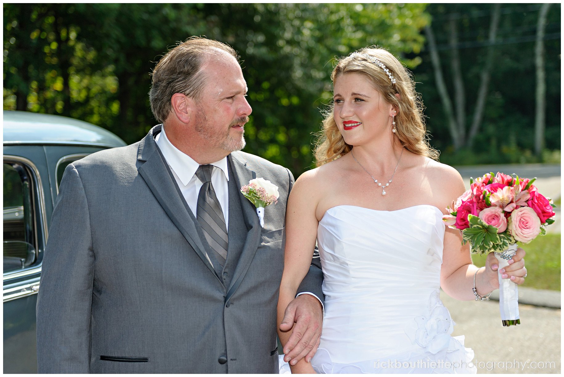 Bride with her Father as they prepare to enter church