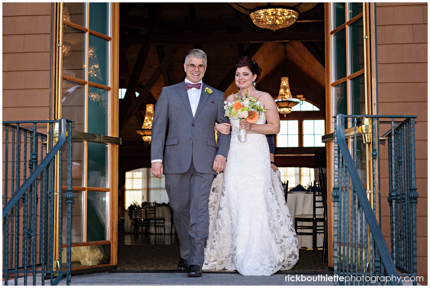 bride entering ceremony site with Dad at Tewksbury Country Club wedding