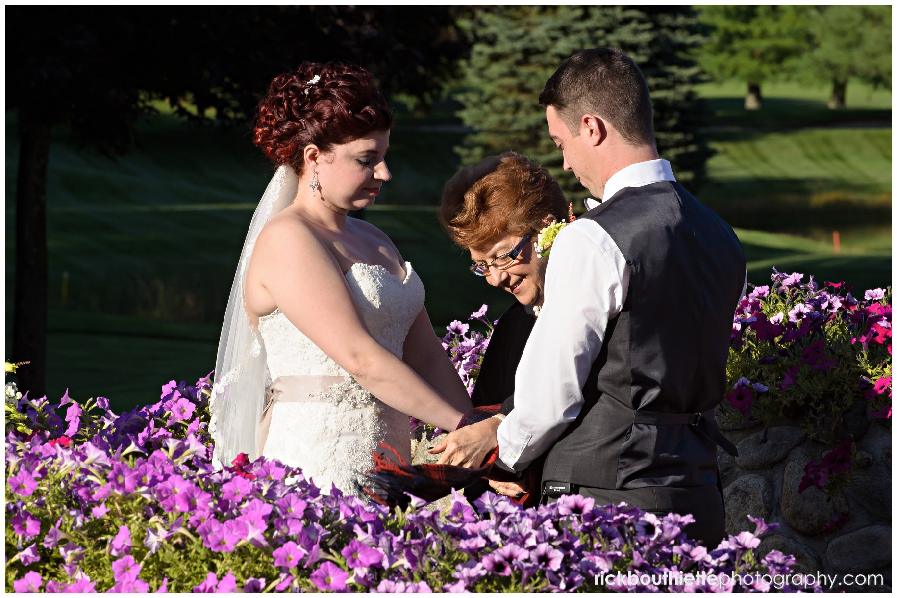 bride & groom during ceremony at Tewksbury Country Club wedding