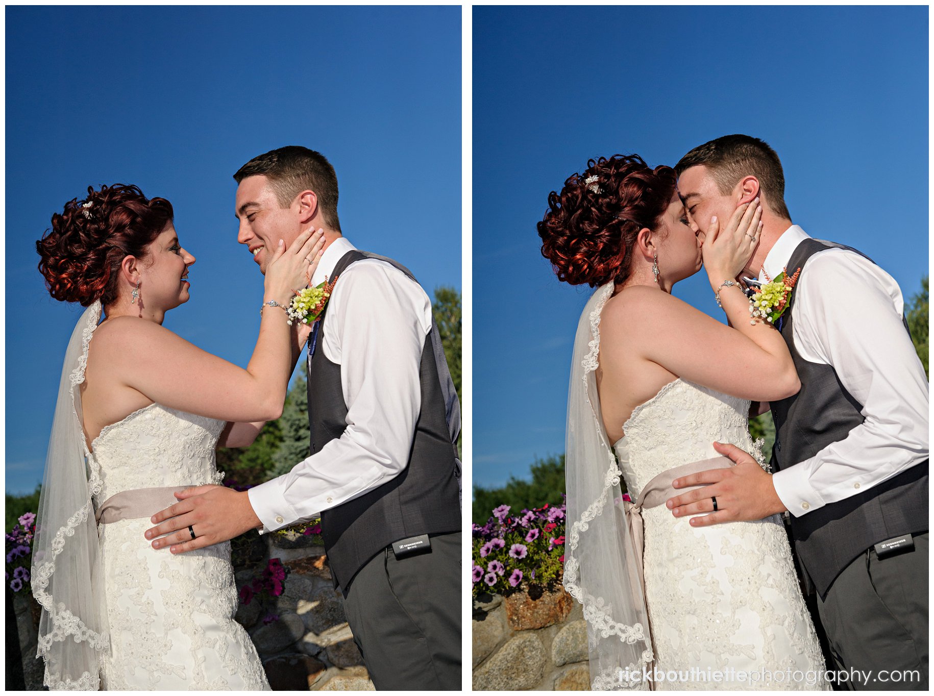 bride & groom kiss at Tewksbury Country Club wedding