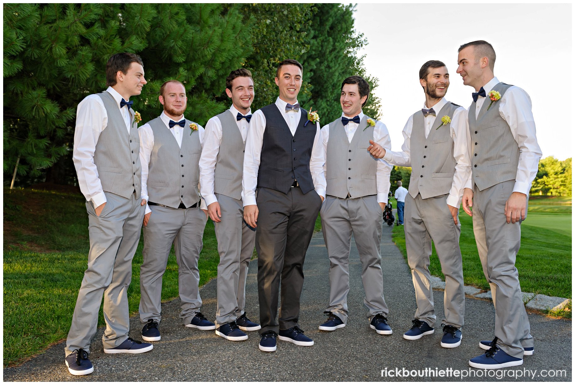 groom & groomsmen after ceremony at Tewksbury Country Club wedding