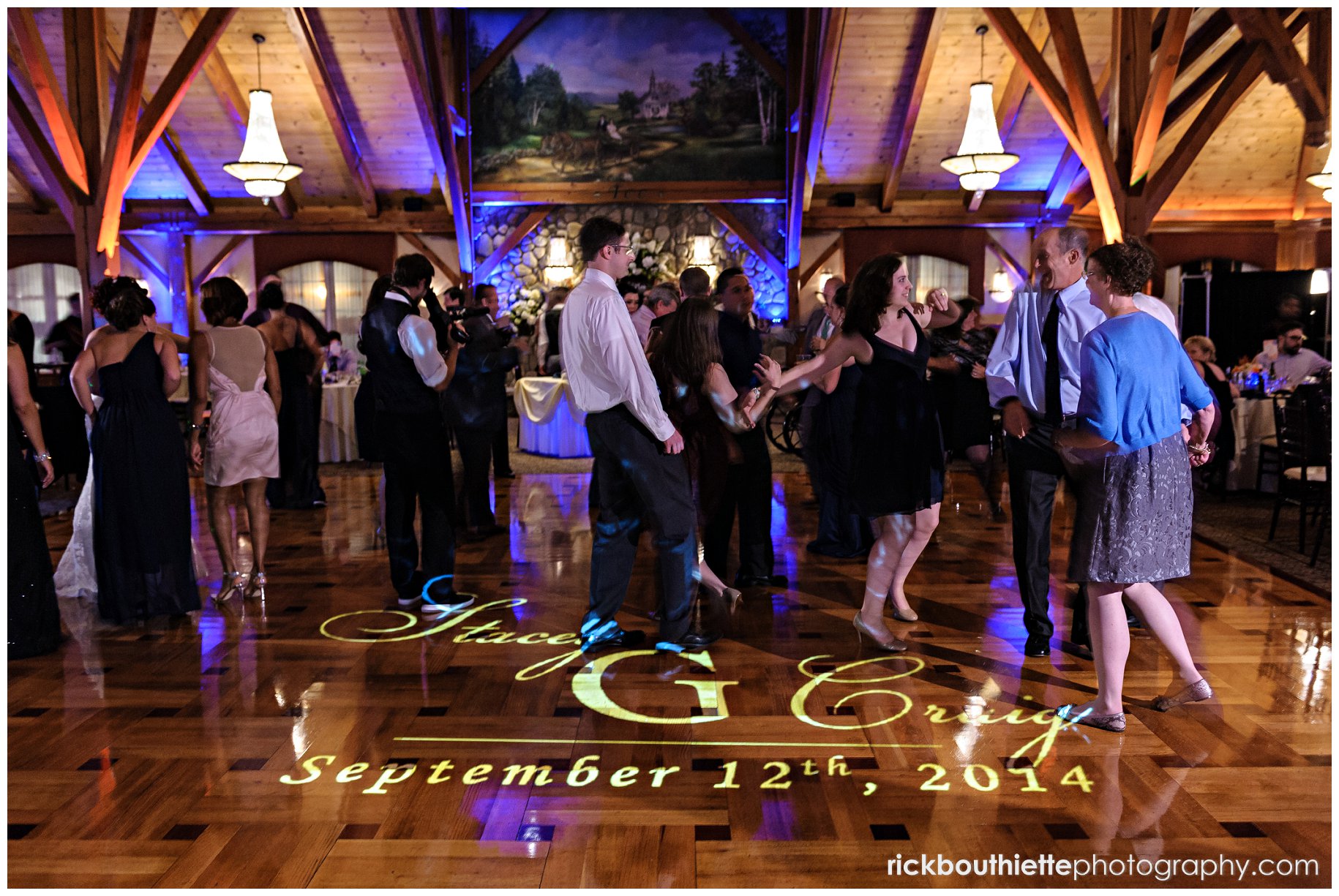 wedding guests dancing in Sequoia Ballroom at Tewksbury Country Club