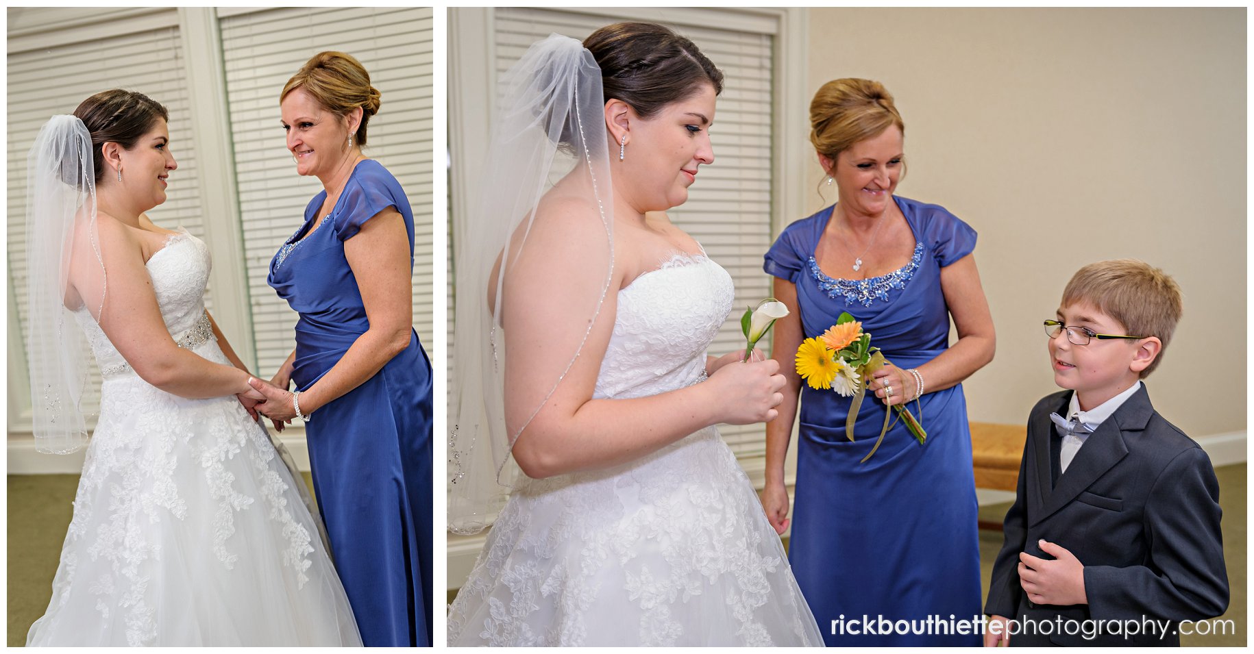 bride & her mother before wedding ceremony