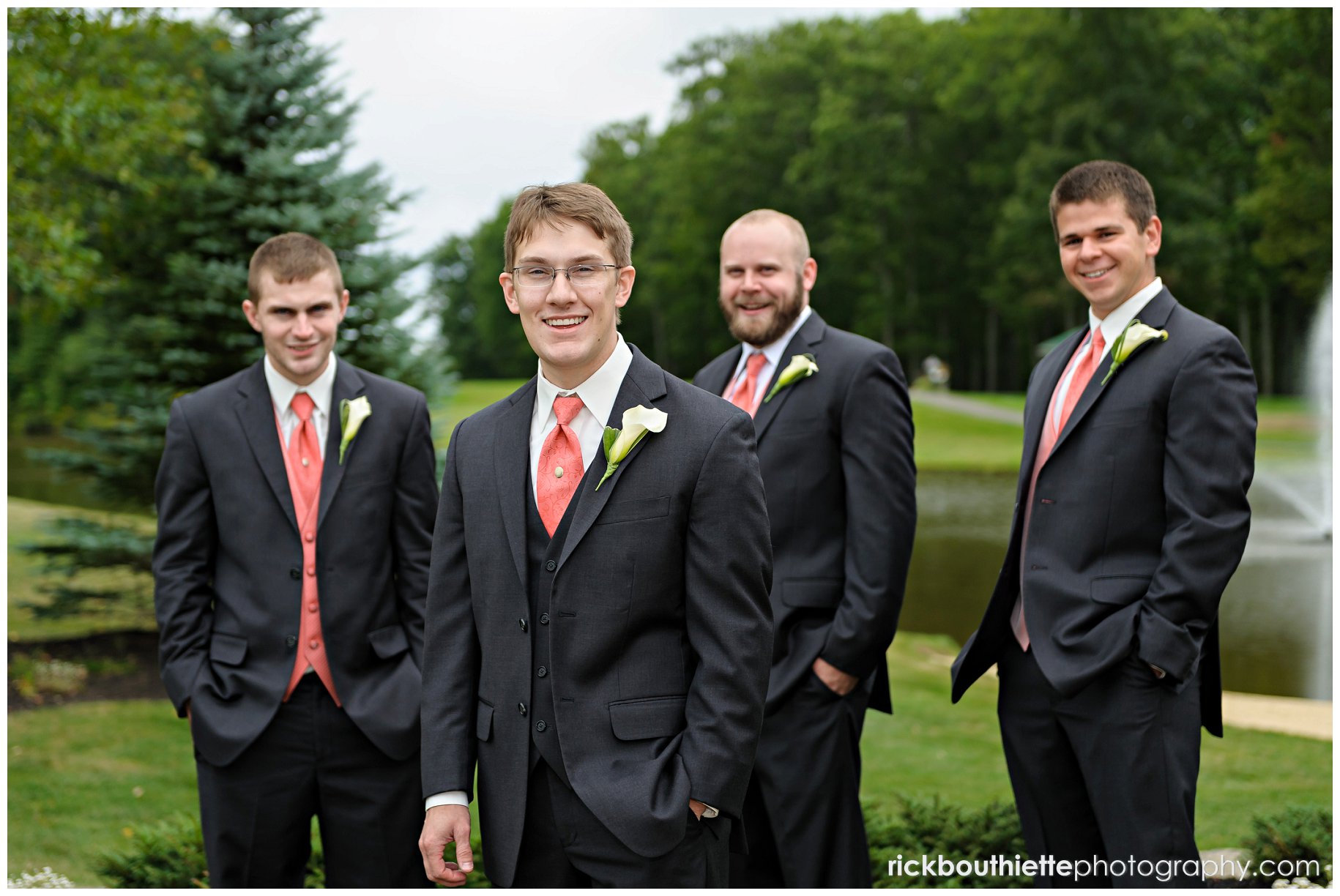 groom and his groomsmen at atkinson country club wedding