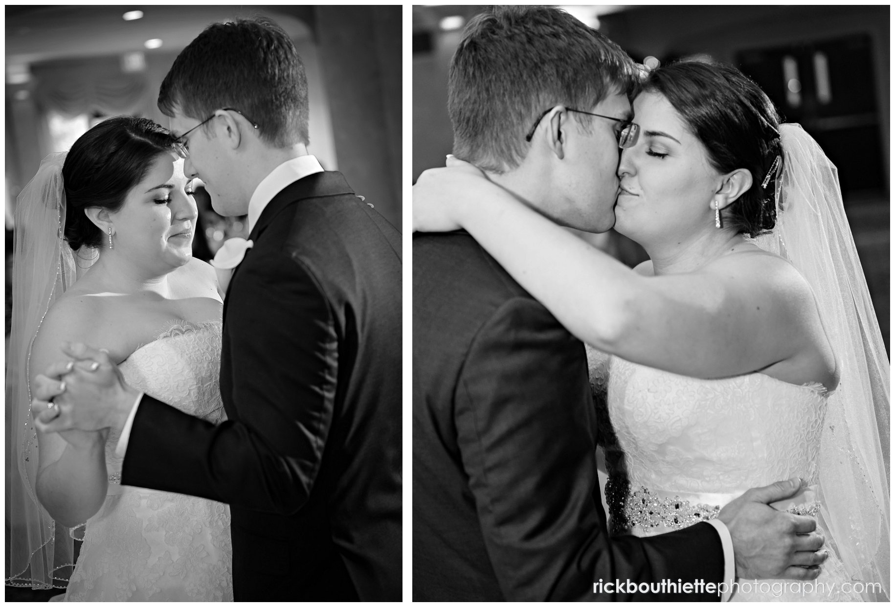 bride & groom first dance b&w