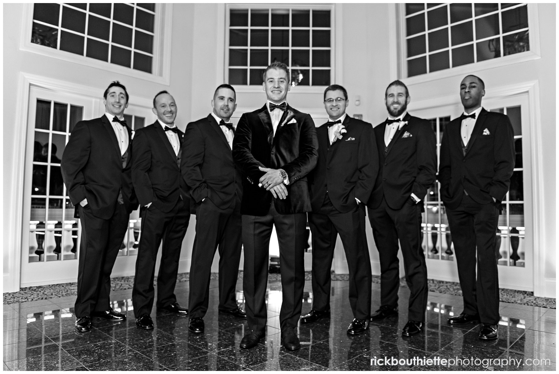 groom and his groomsmen at Cruiseport Gloucester wedding