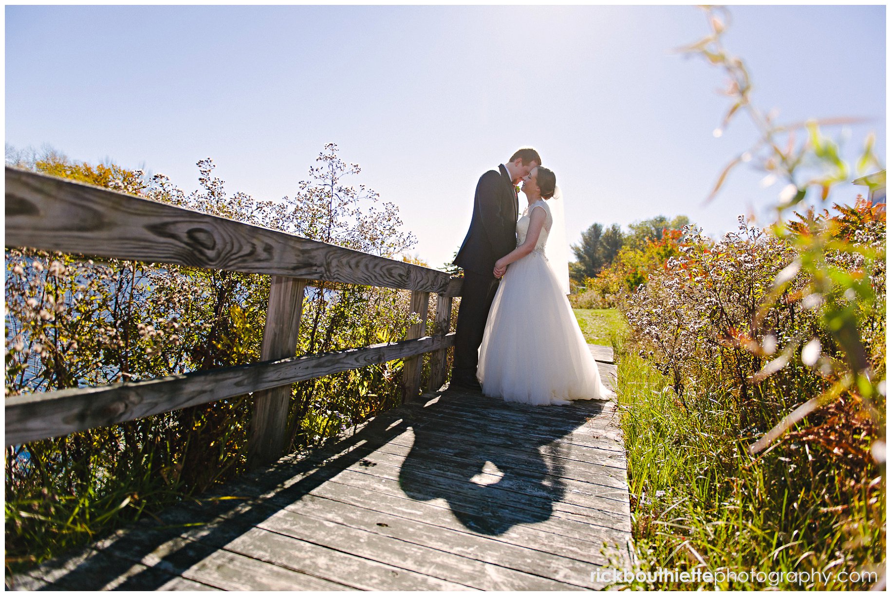 bride and groom share a romantic moment at Indian Head Resort wedding