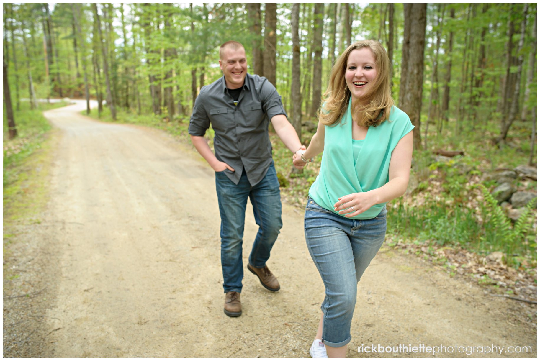 couple having fun at NH engagement session