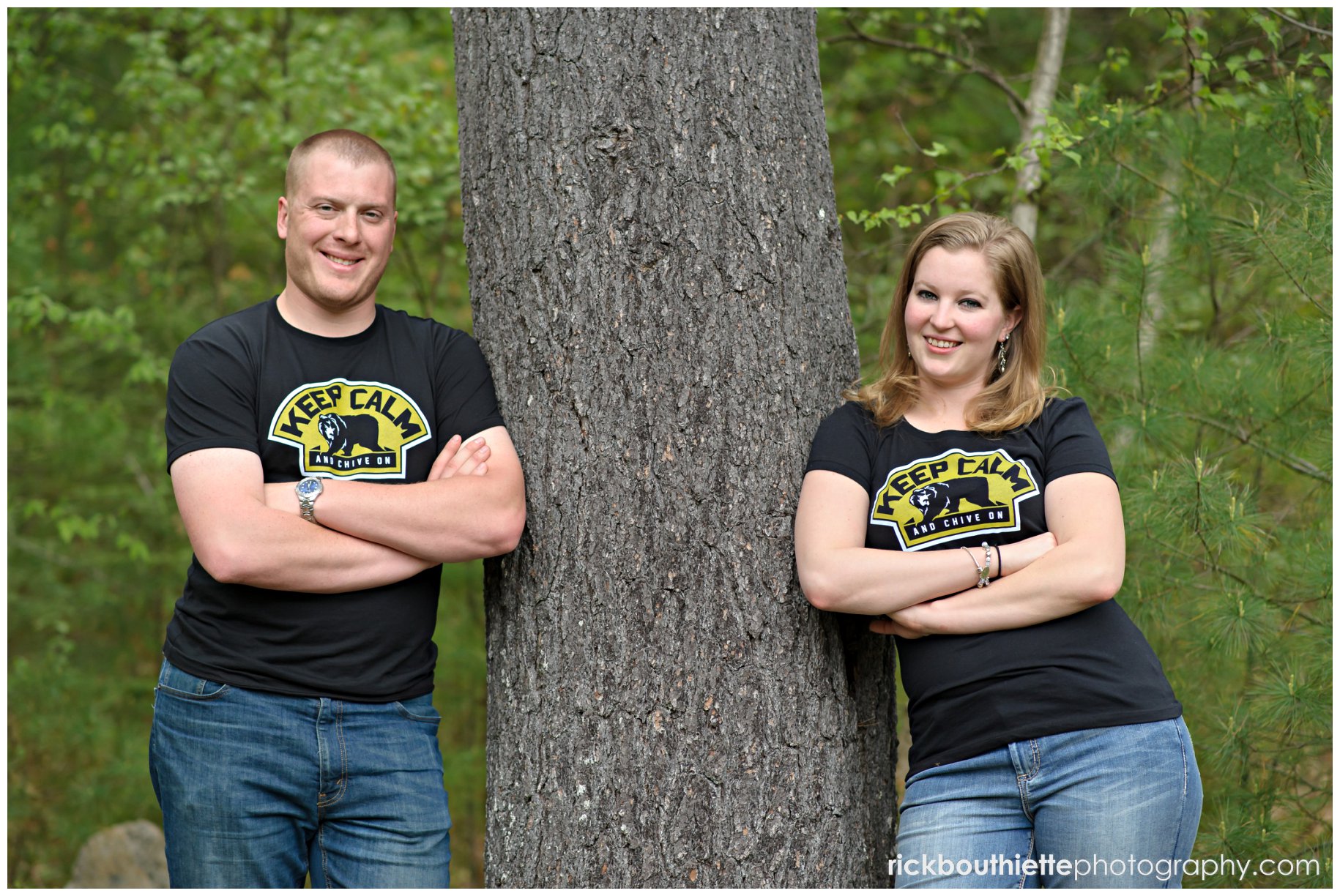 couple showing their support for the Boston Bruins during their NH engagement session