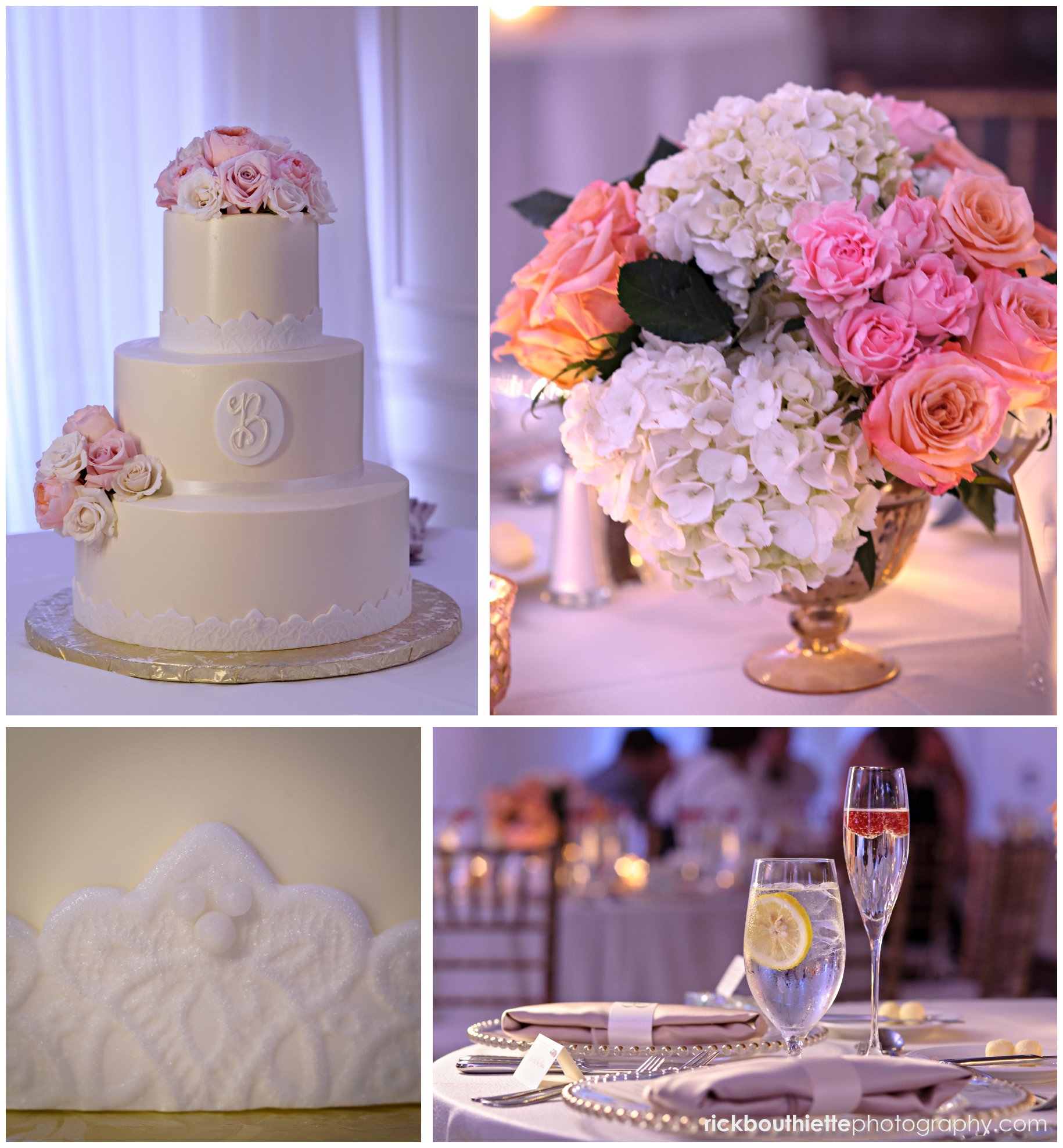 cake and flower details at a Wentworth By The Sea wedding