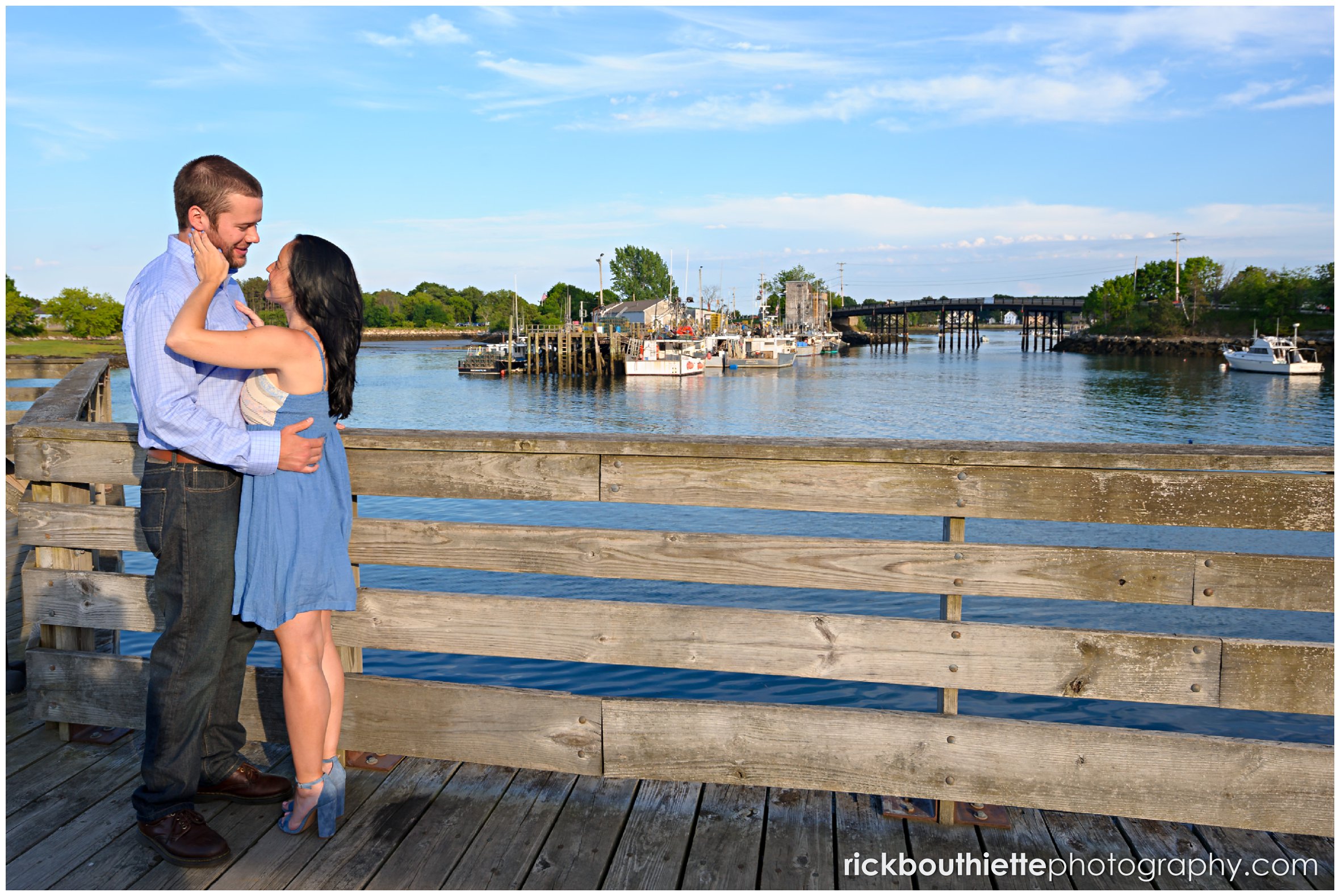 couple sharing romantic moment during seacoast engagement session