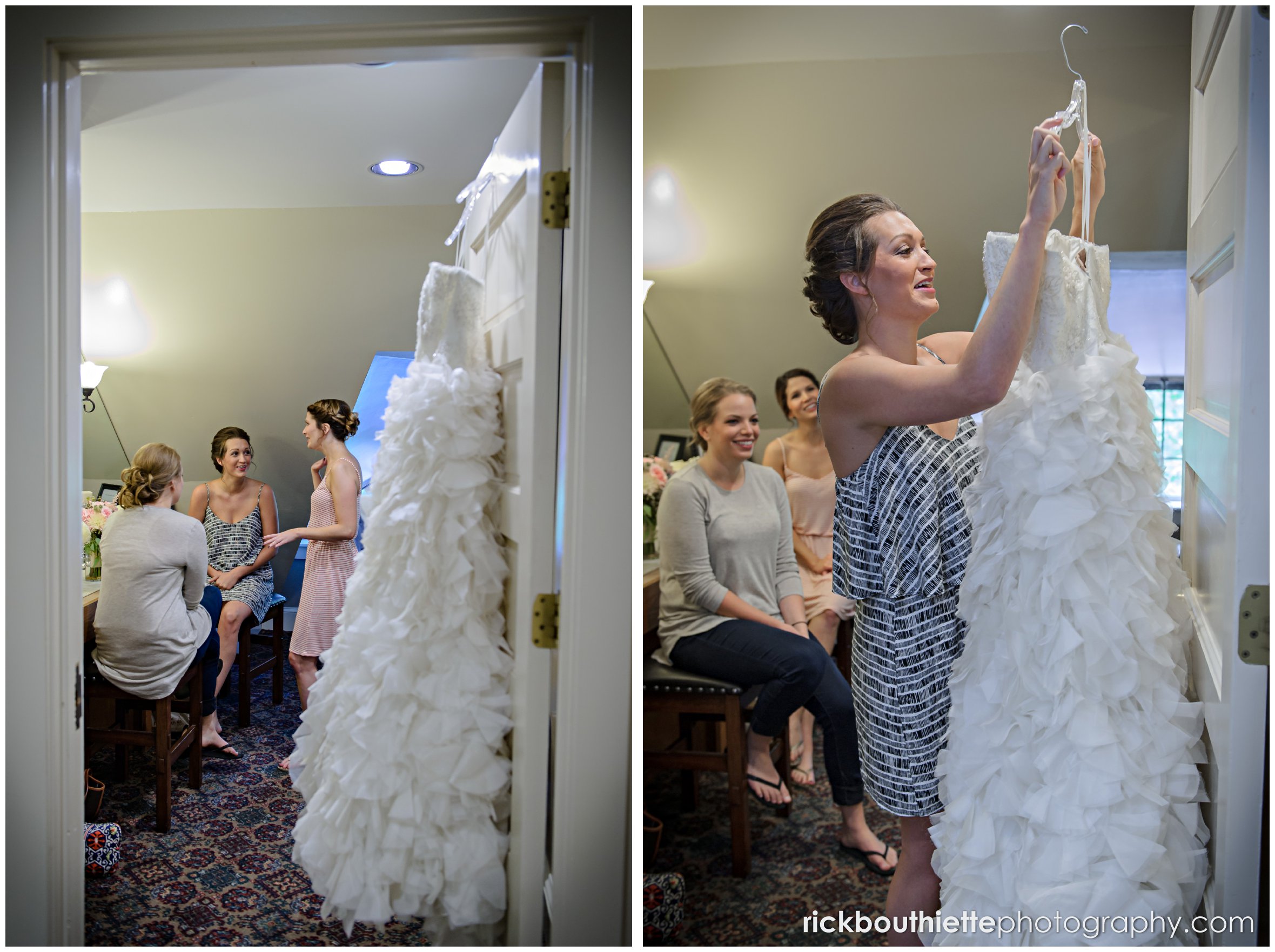 bride and her dress before getting dressed for her Castle In The Clouds wedding