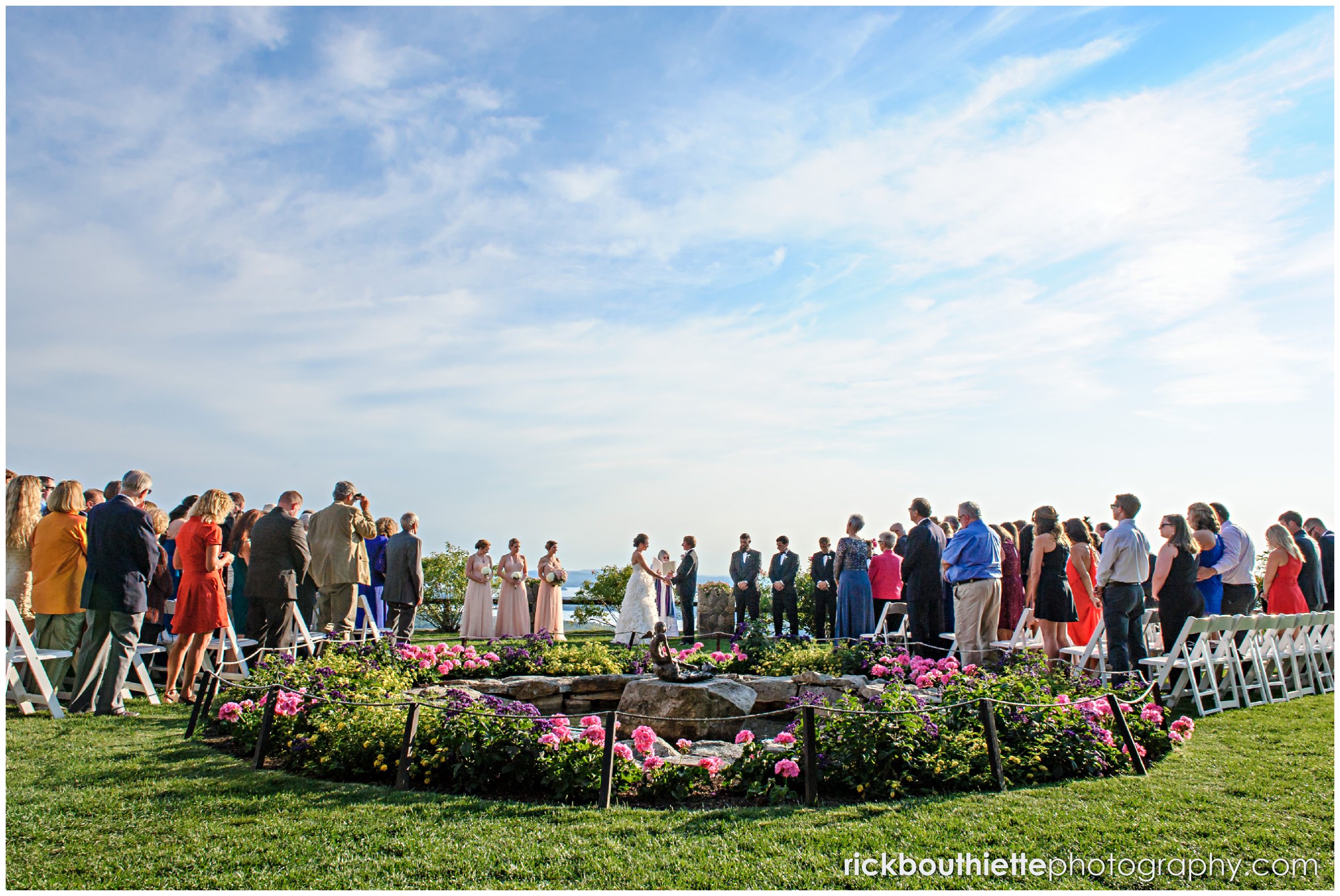 overall view of wedding ceremony at Castle In The Clouds wedding