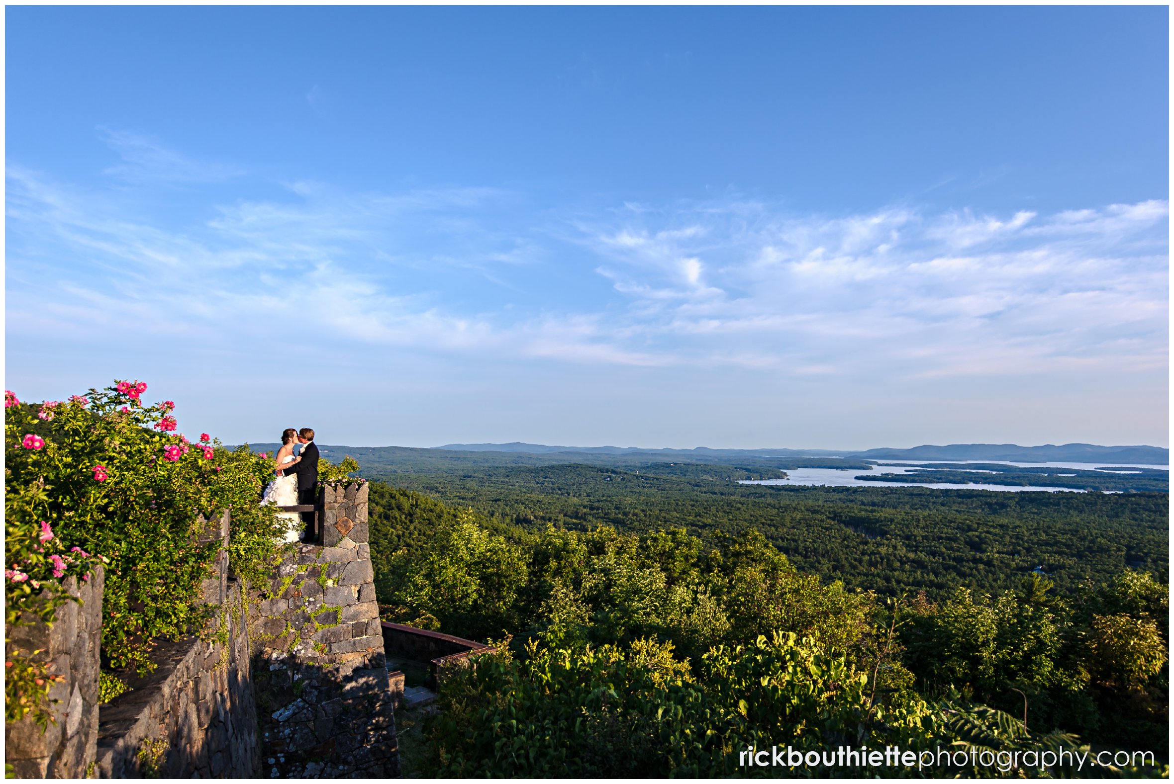 bride and groom with beautiful view at Castle In The Clouds wedding