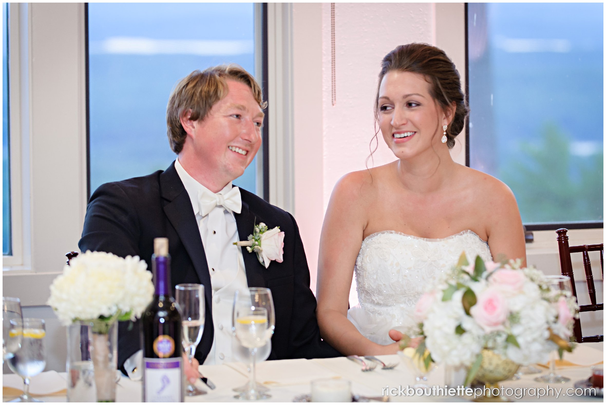 bride and groom during toast at Castle In The Clouds wedding