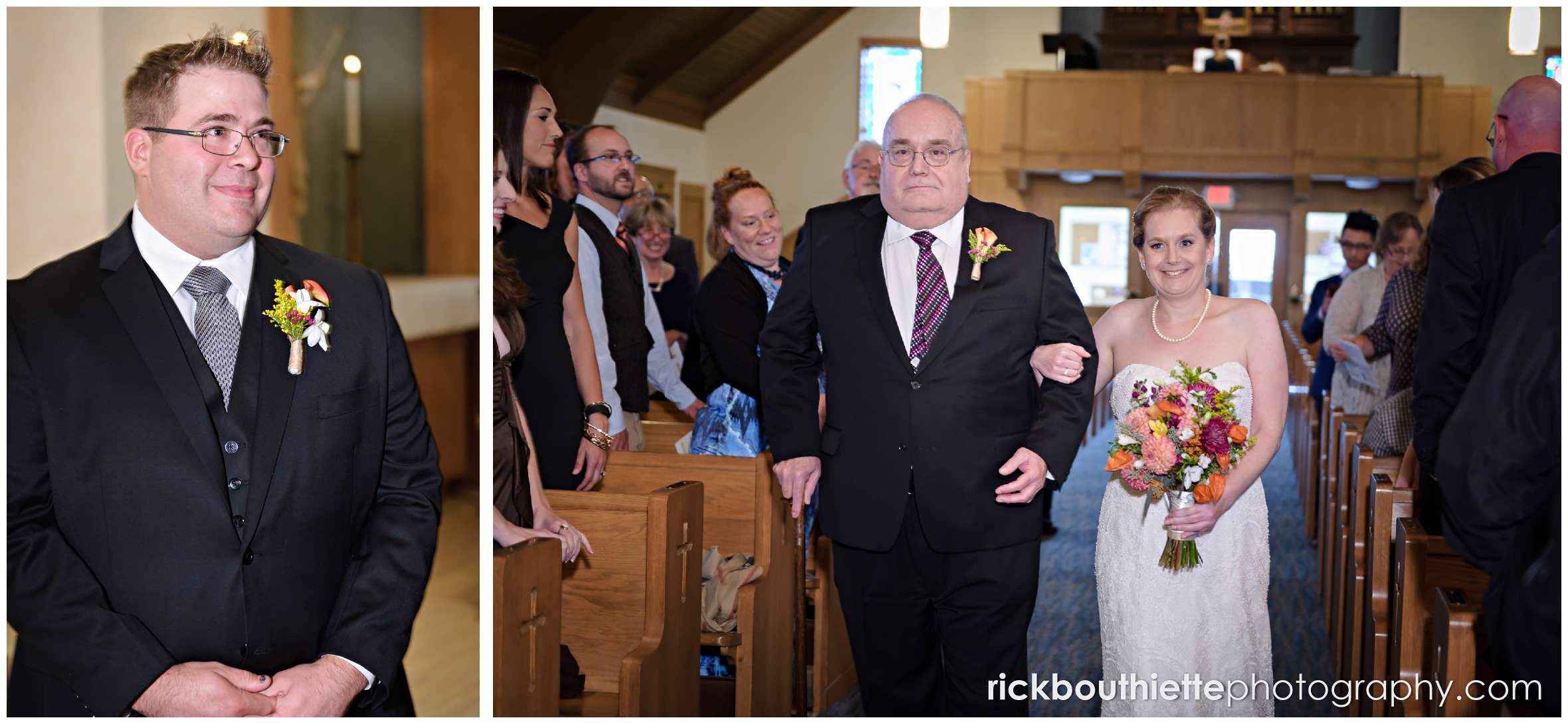 bride walked down the aisle by her father at New Hampshire seacoast wedding